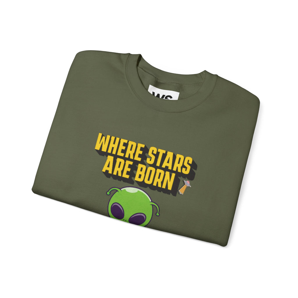Where Stars Are Born alien illustration Sweatshirt | cute green alien