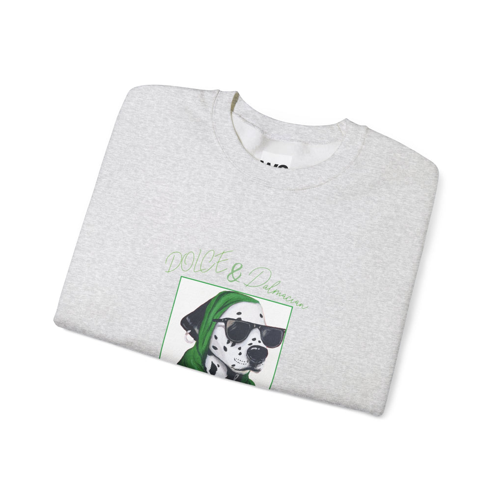 Dalmatian in Green Scarf sweatshirt | Dog Portrait, Winter Cozy