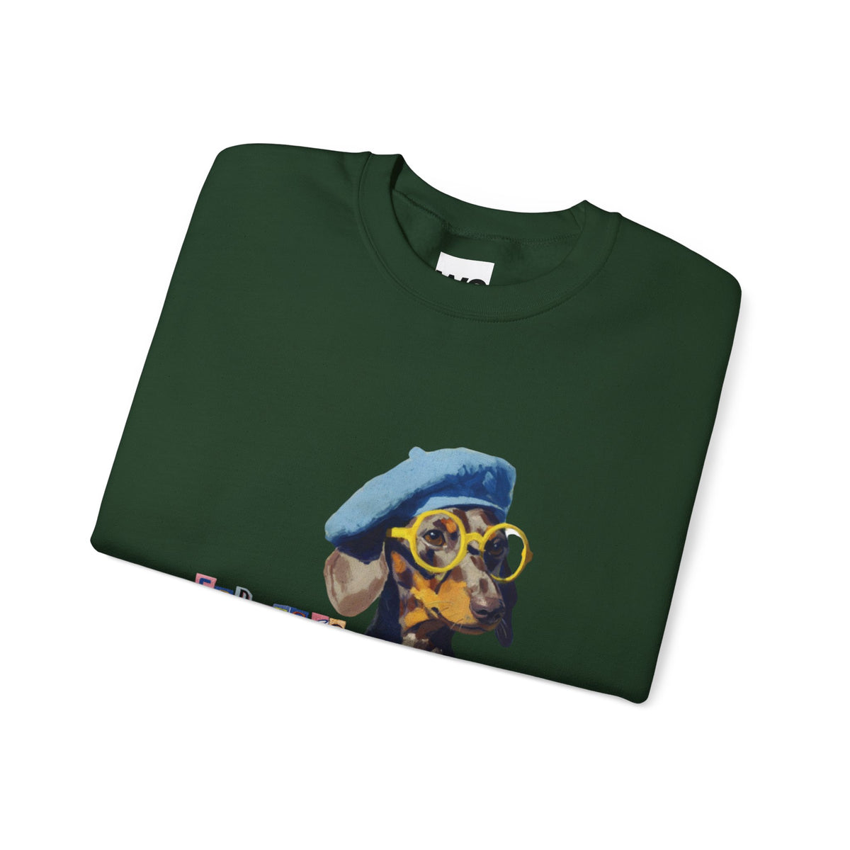 Dachshund in Beret and Sunglasses Sweatshirt | Espresso & Mornings Design