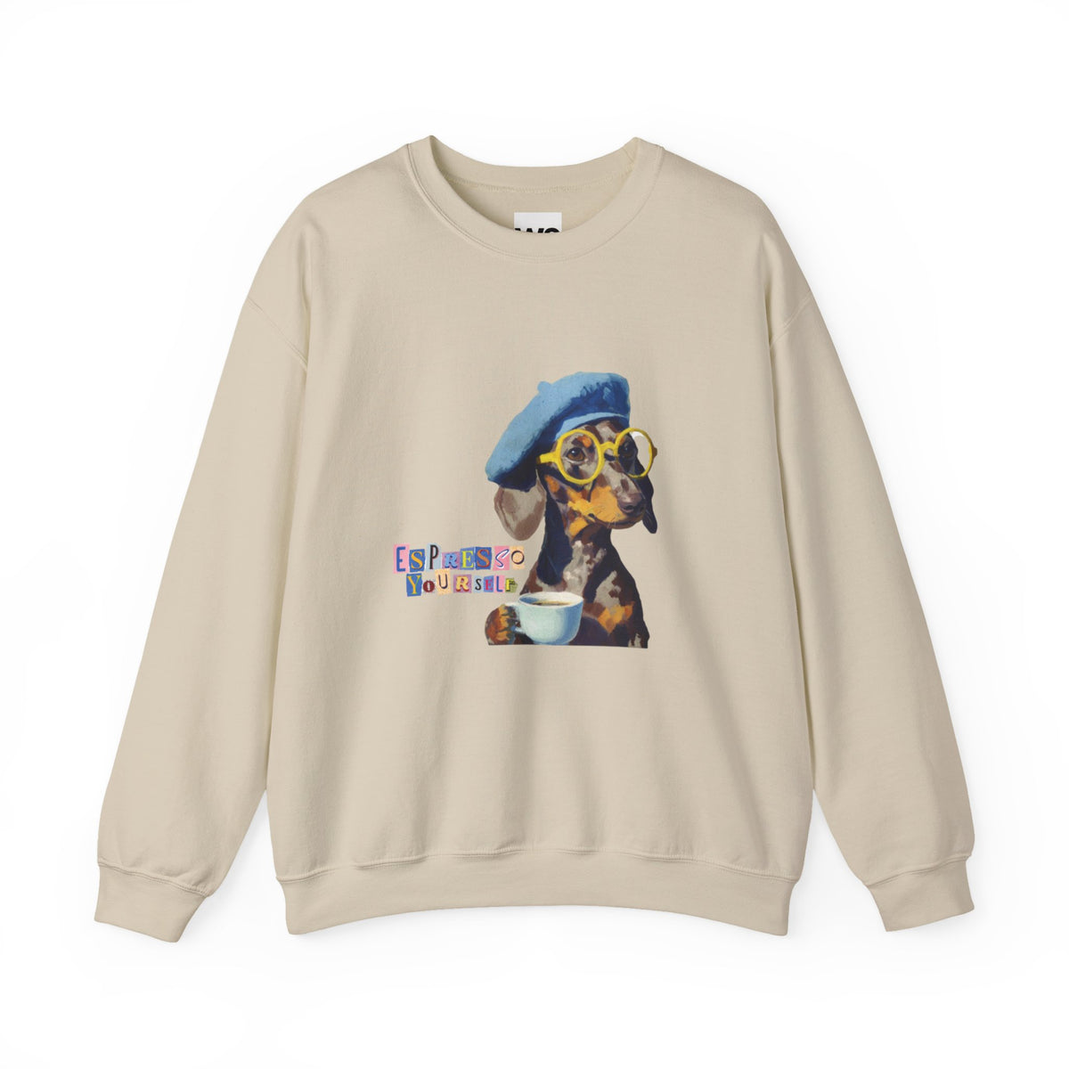 Dachshund in Beret and Sunglasses Sweatshirt | Espresso & Mornings Design
