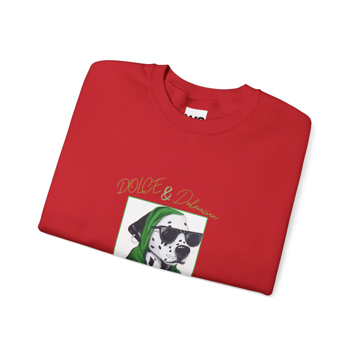 Dalmatian in Green Scarf sweatshirt | Dog Portrait, Winter Cozy
