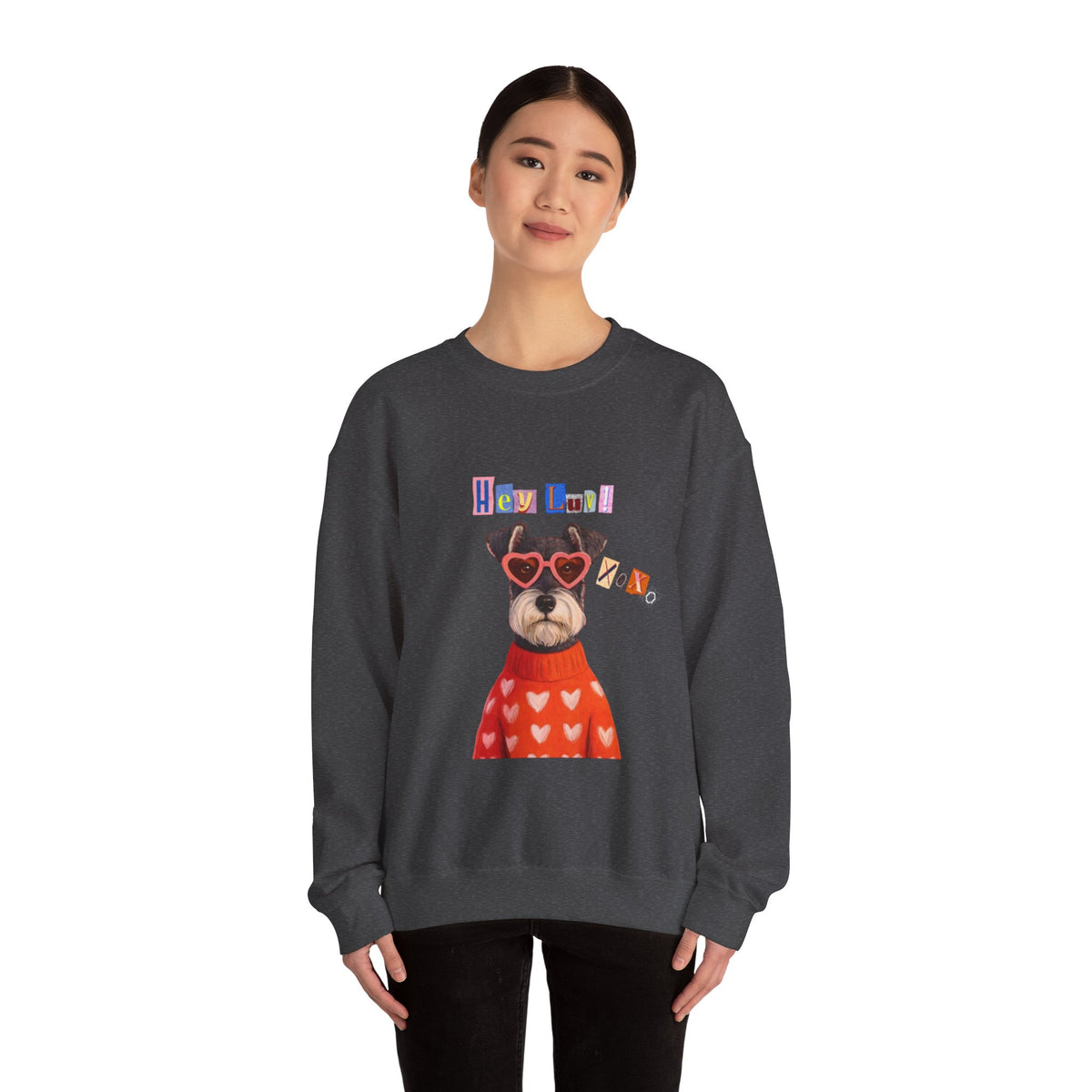 Heart Sweater Dog sweatshirt | Cute Pup with Heart Glasses, Valentine pet design