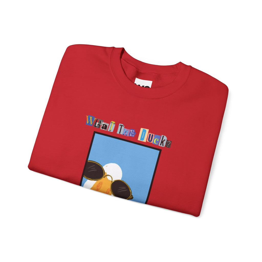 Cool Sunglasses Duck Crewneck Sweatshirt | Fun Cartoon Bird Design