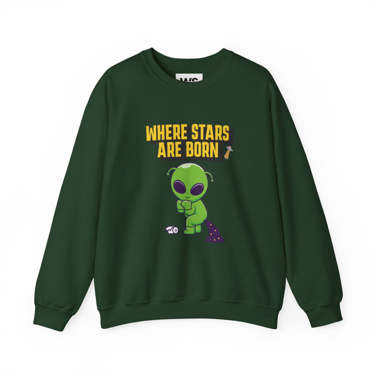 Where Stars Are Born alien illustration Sweatshirt | cute green alien