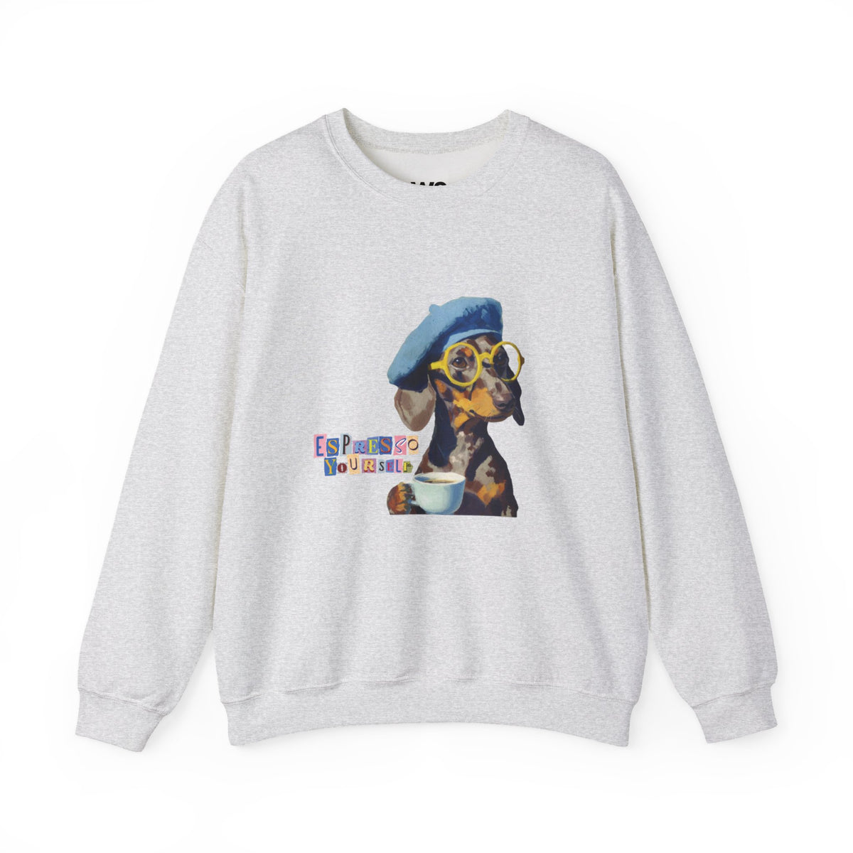 Dachshund in Beret and Sunglasses Sweatshirt | Espresso & Mornings Design