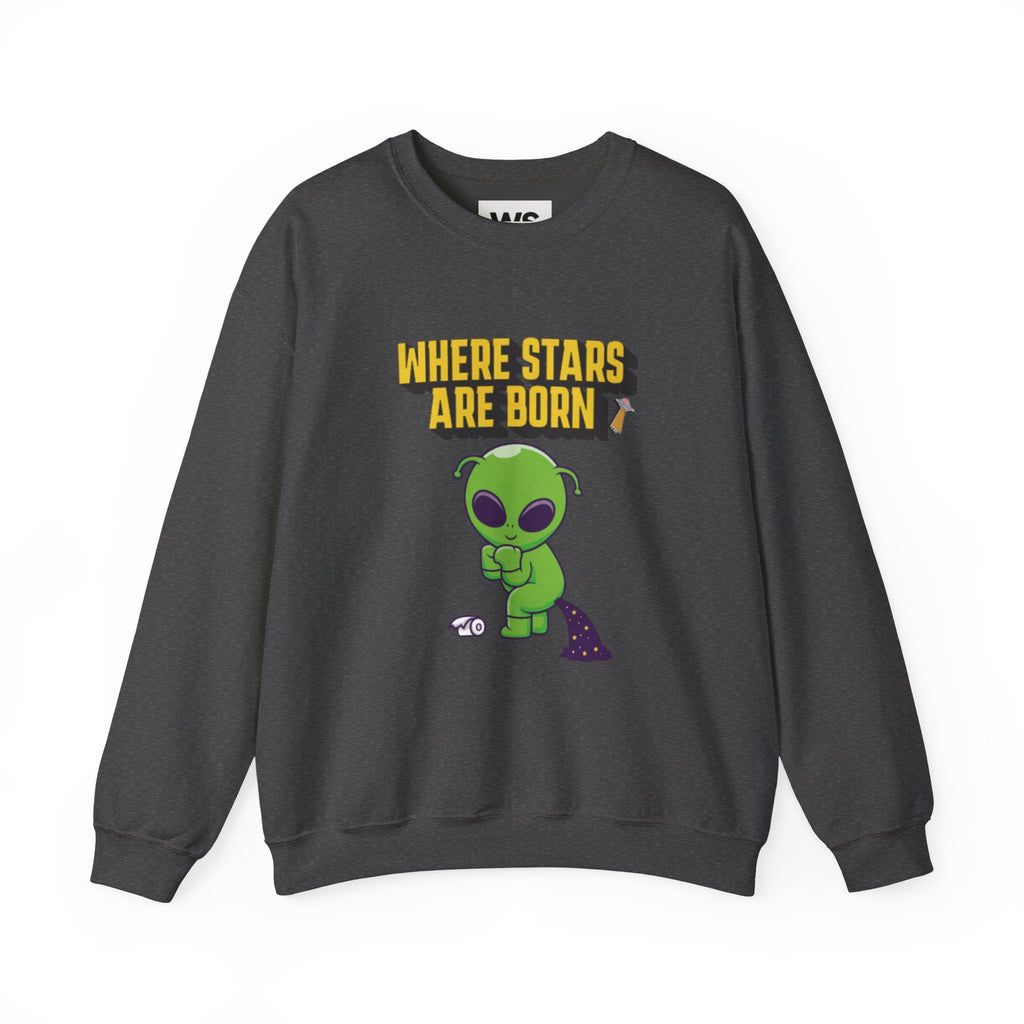 Where Stars Are Born alien illustration Sweatshirt | cute green alien