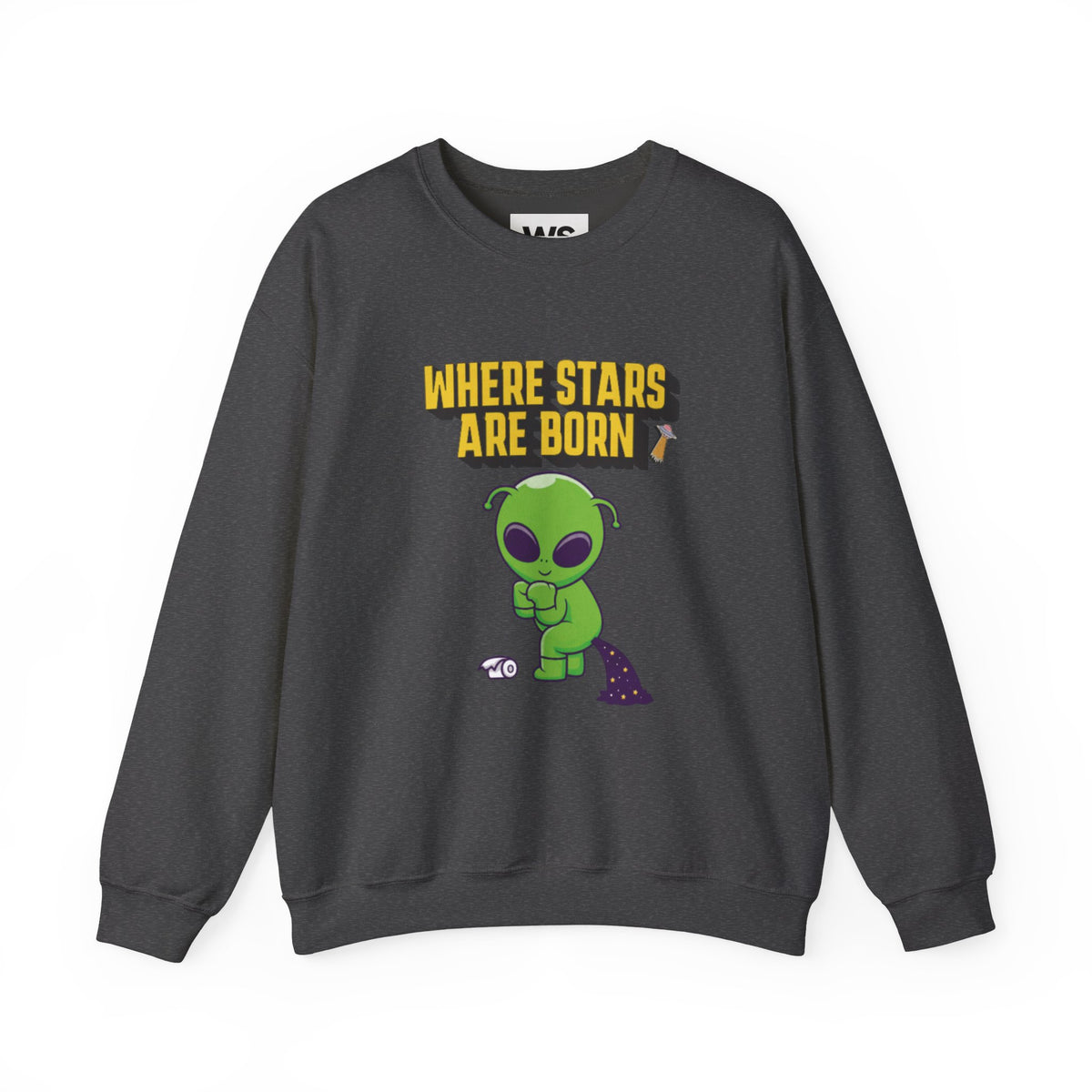 Where Stars Are Born alien illustration Sweatshirt | cute green alien