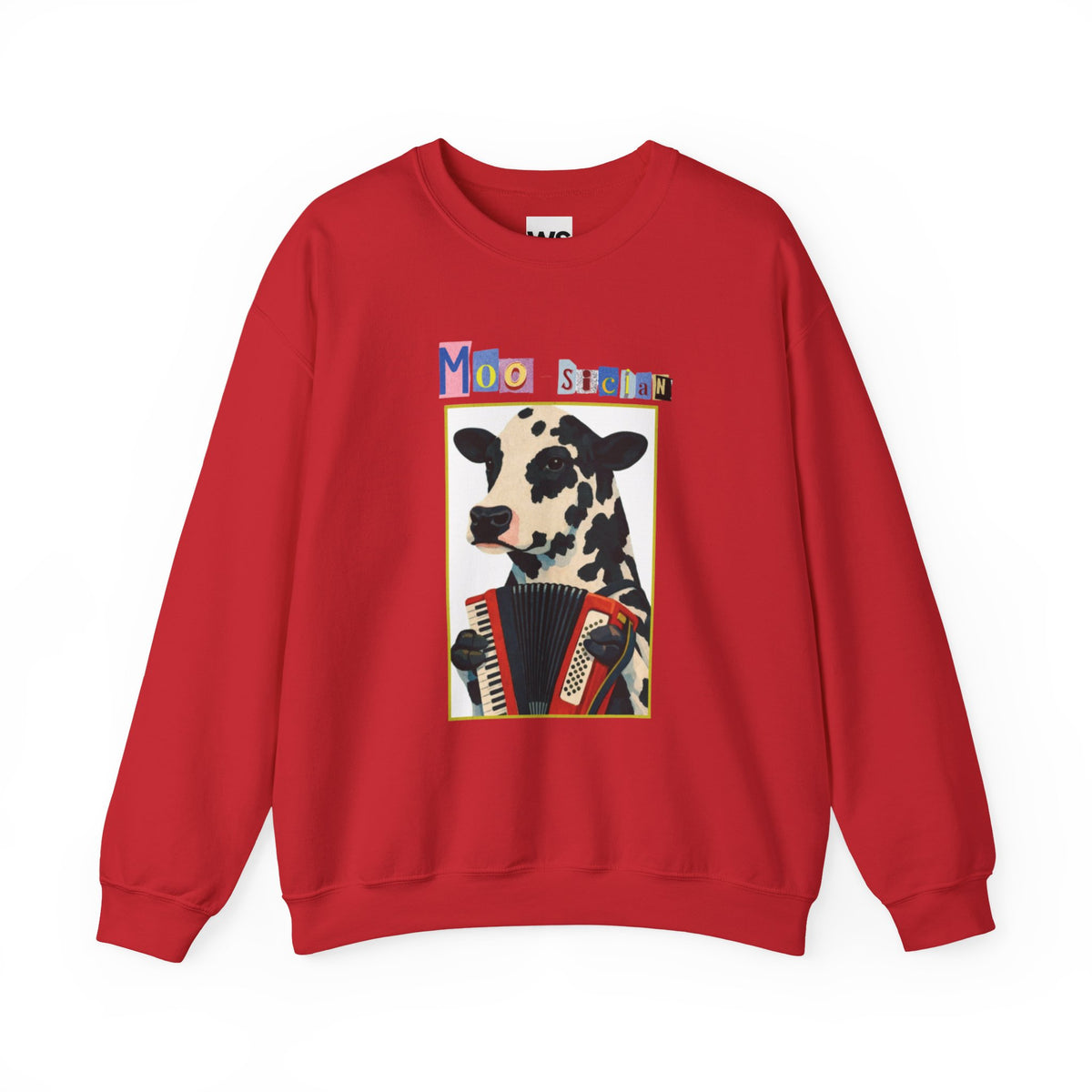 Cow Playing Accordion Crewneck, Retro Animal Music Sweatshirt
