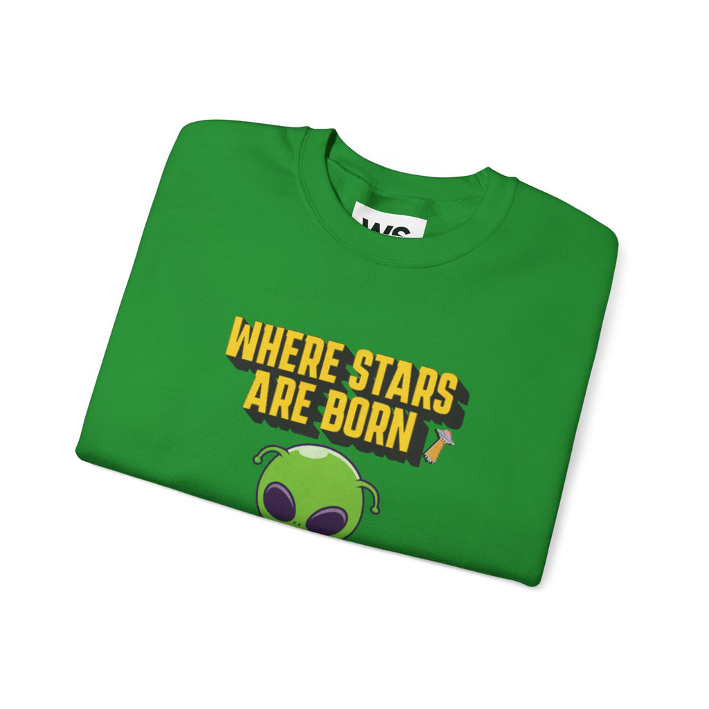 Where Stars Are Born alien illustration Sweatshirt | cute green alien