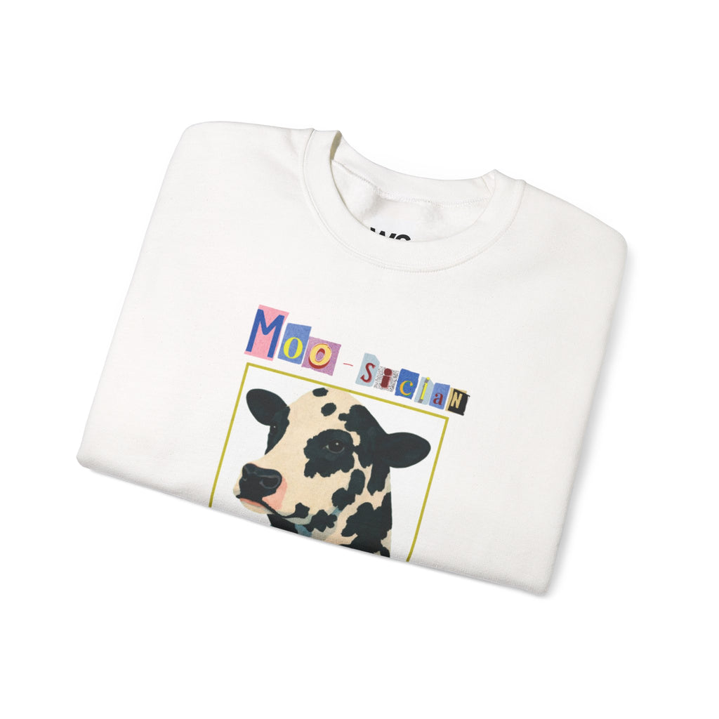 Cow Playing Accordion Crewneck, Retro Animal Music Sweatshirt