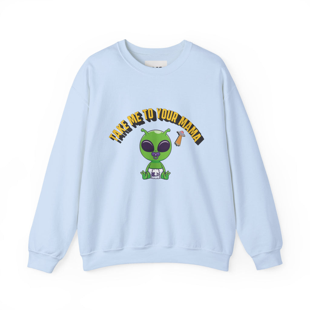 Alien Holding Mama Mug, Crewneck Sweatshirt | Cute Green Alien Graphic