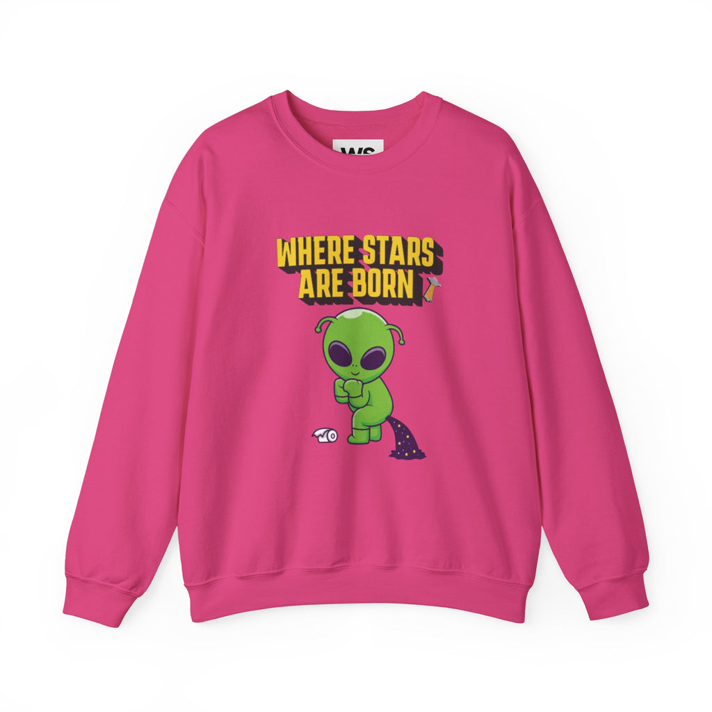Where Stars Are Born alien illustration Sweatshirt | cute green alien
