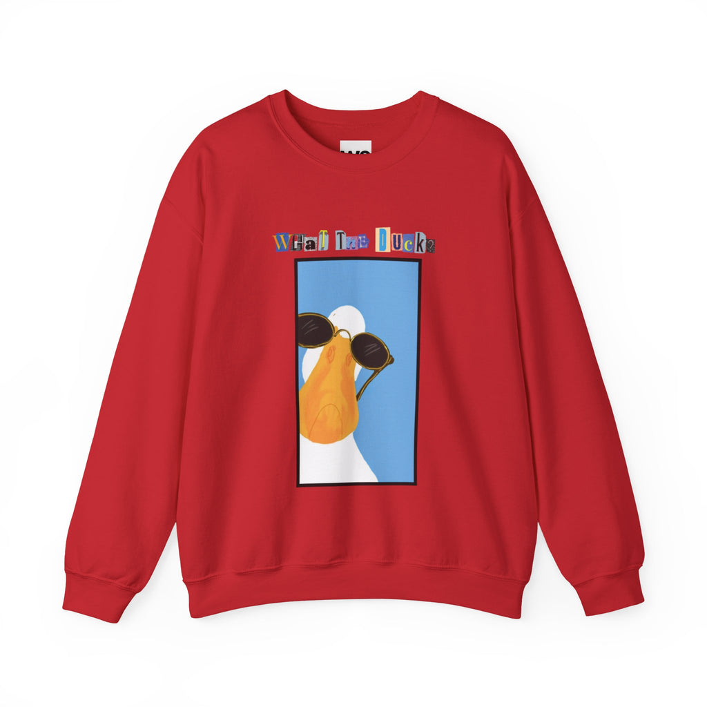 Cool Sunglasses Duck Crewneck Sweatshirt | Fun Cartoon Bird Design
