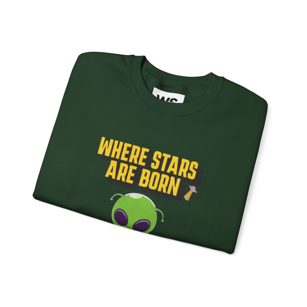 Where Stars Are Born alien illustration Sweatshirt | cute green alien