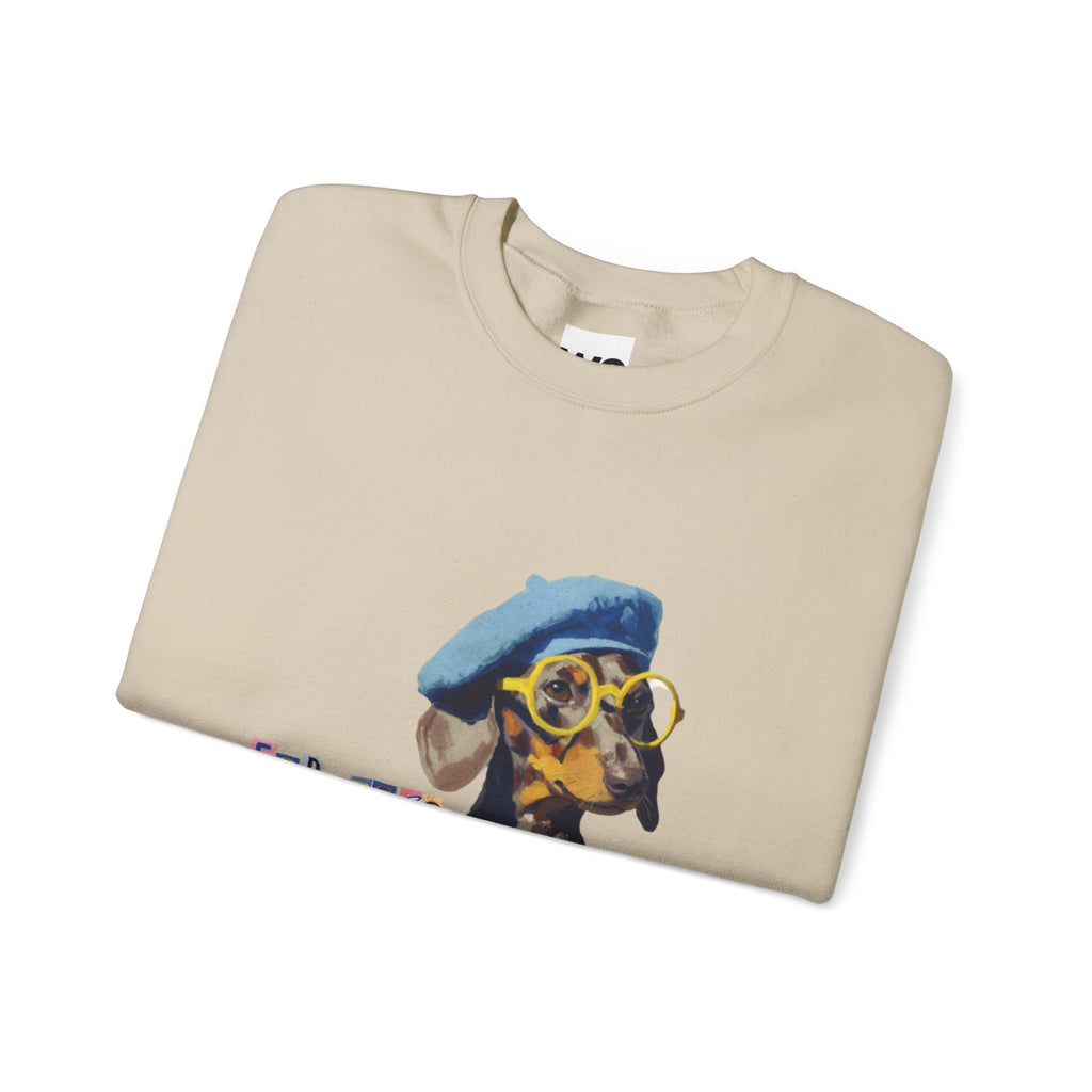 Dachshund in Beret and Sunglasses Sweatshirt | Espresso & Mornings Design