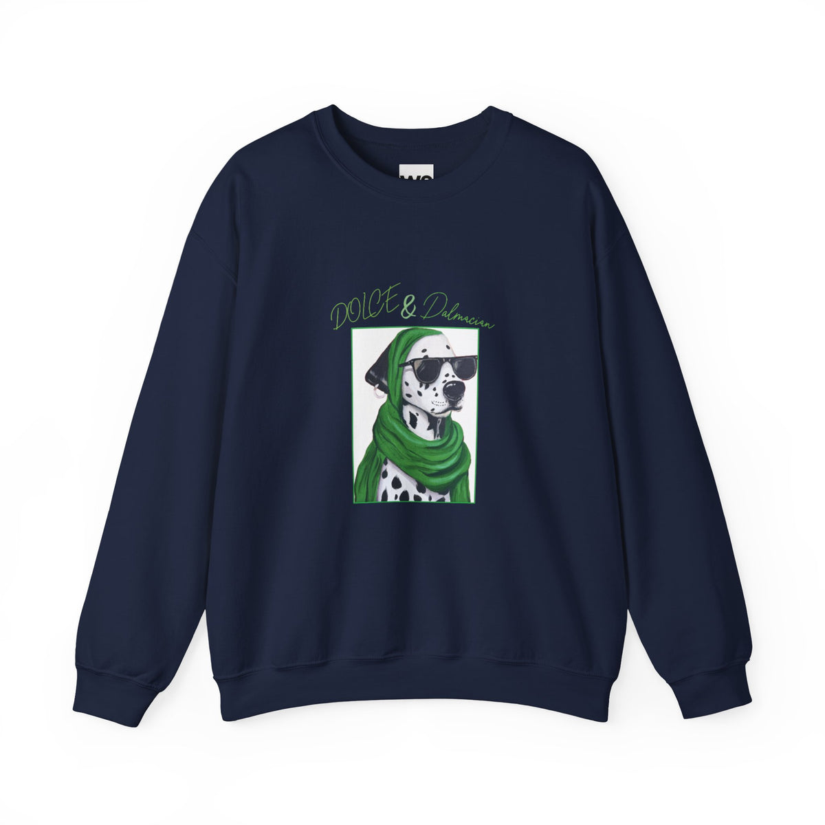 Dalmatian in Green Scarf sweatshirt | Dog Portrait, Winter Cozy