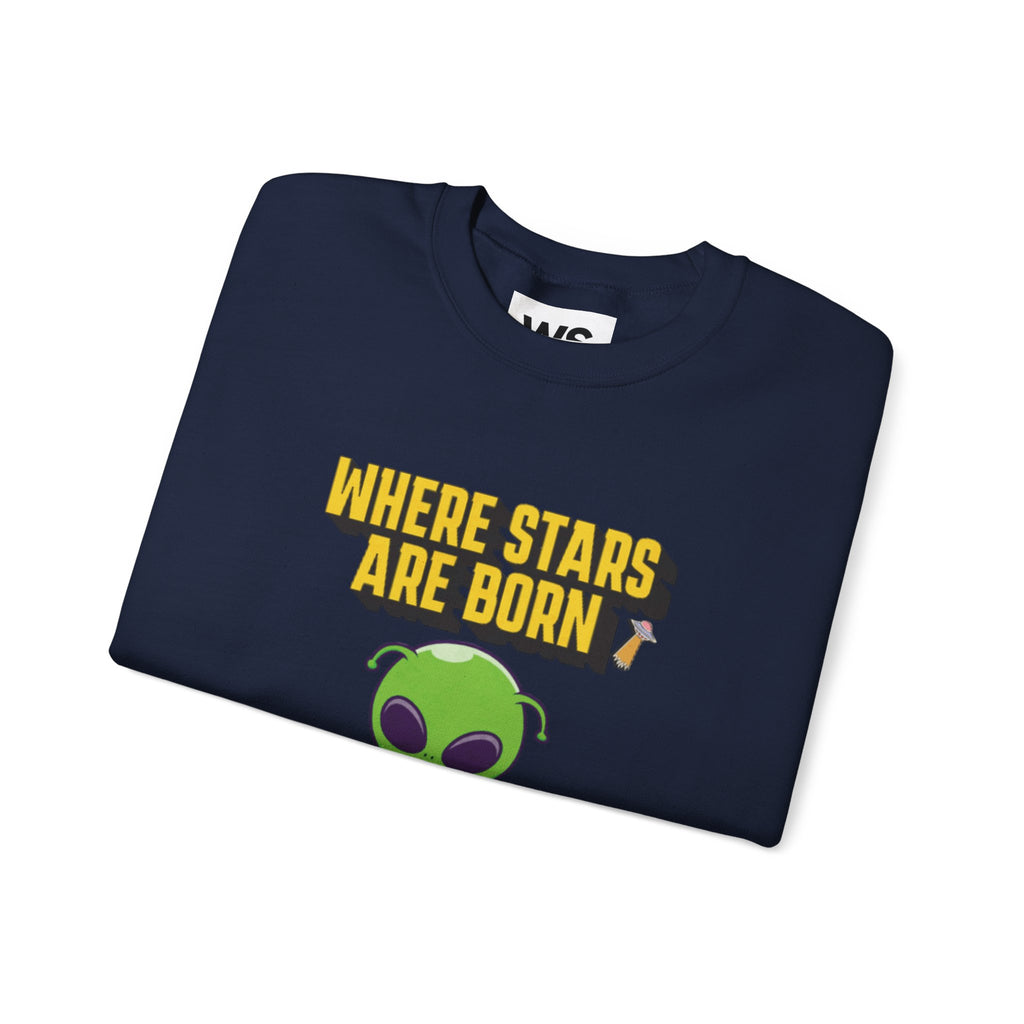 Where Stars Are Born alien illustration Sweatshirt | cute green alien