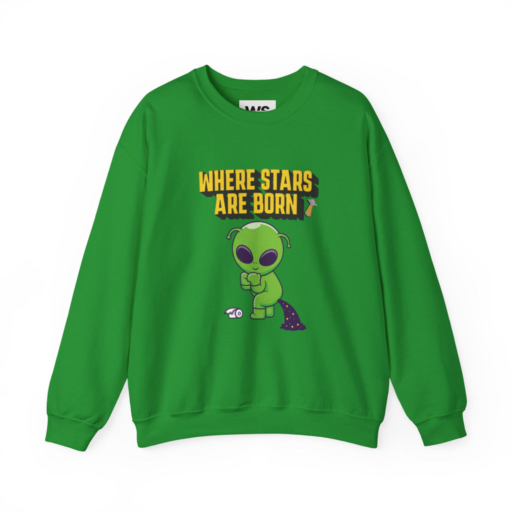 Where Stars Are Born alien illustration Sweatshirt | cute green alien