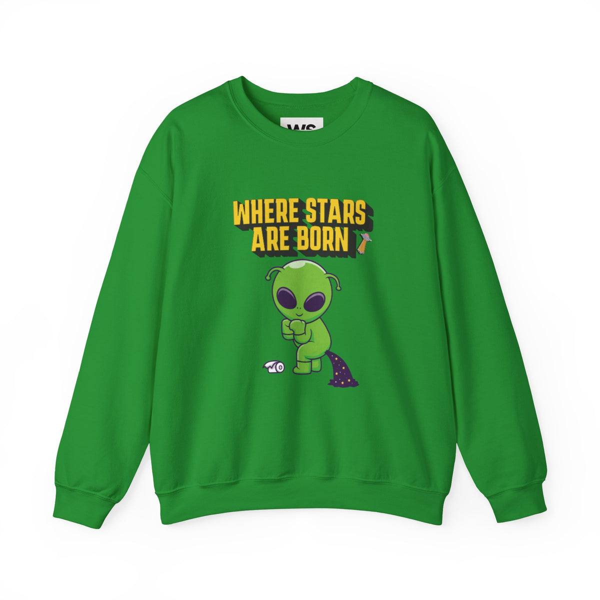 Where Stars Are Born alien illustration Sweatshirt | cute green alien