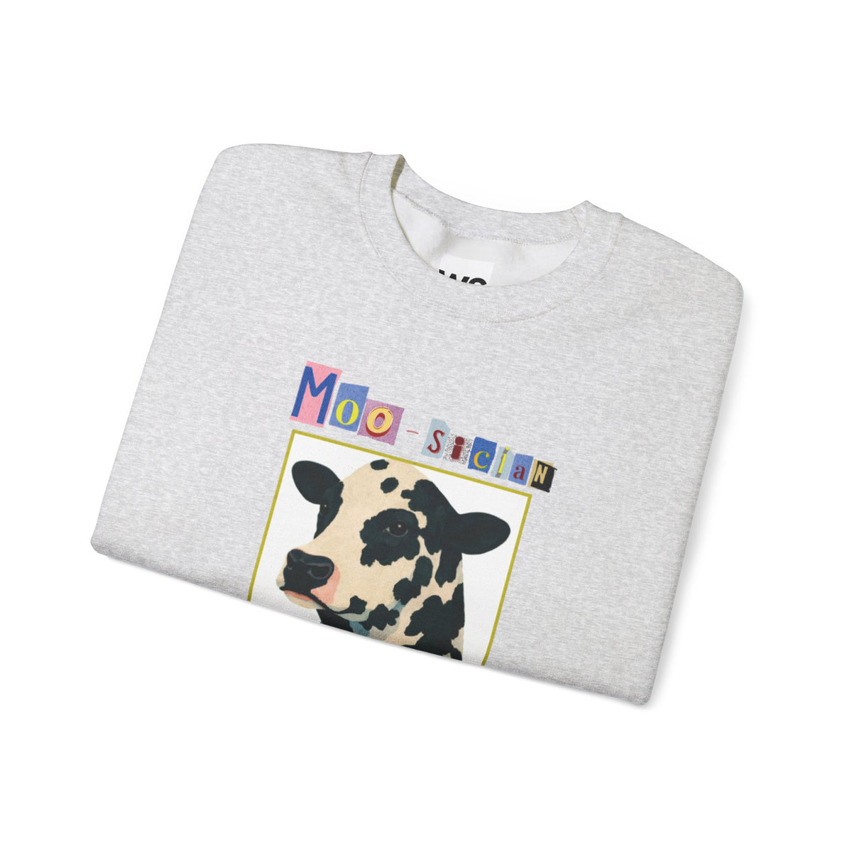 Cow Playing Accordion Crewneck, Retro Animal Music Sweatshirt