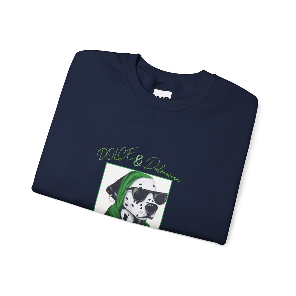Dalmatian in Green Scarf sweatshirt | Dog Portrait, Winter Cozy