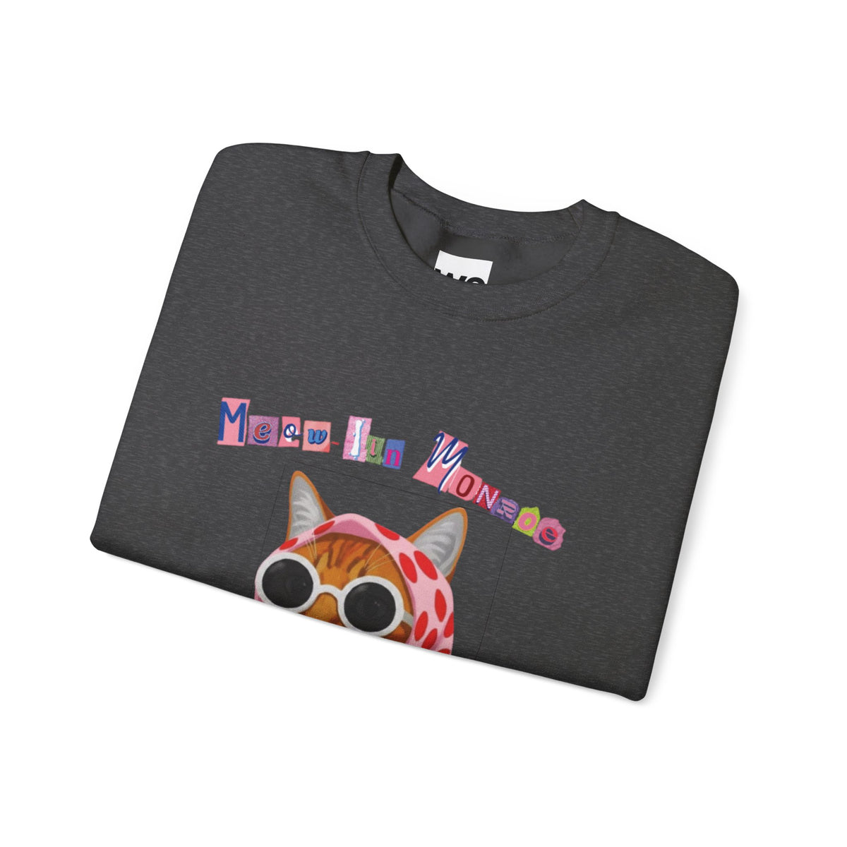 Glam Cat in Scarf Crewneck Sweatshirt | Retro Cat Graphic