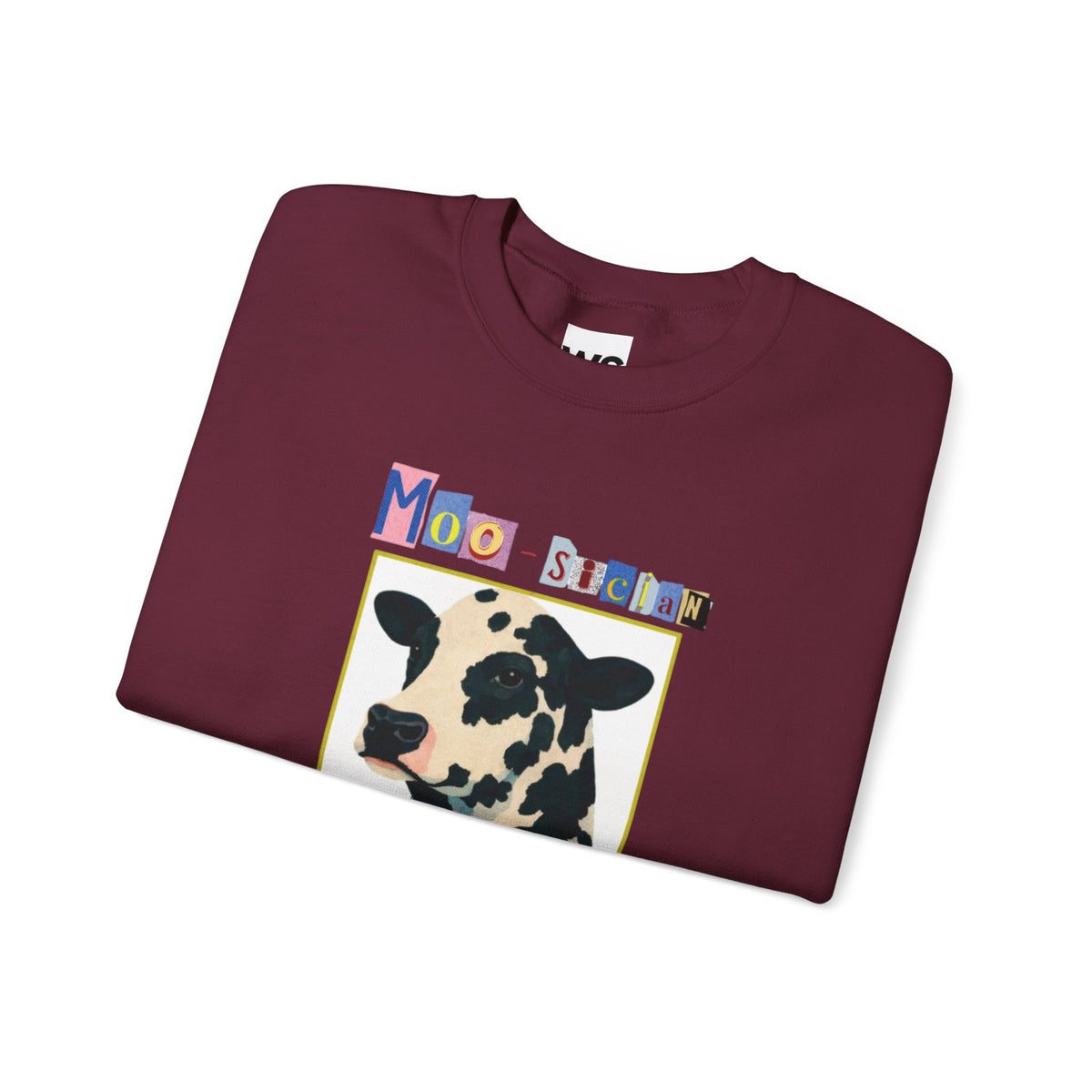 Cow Playing Accordion Crewneck, Retro Animal Music Sweatshirt