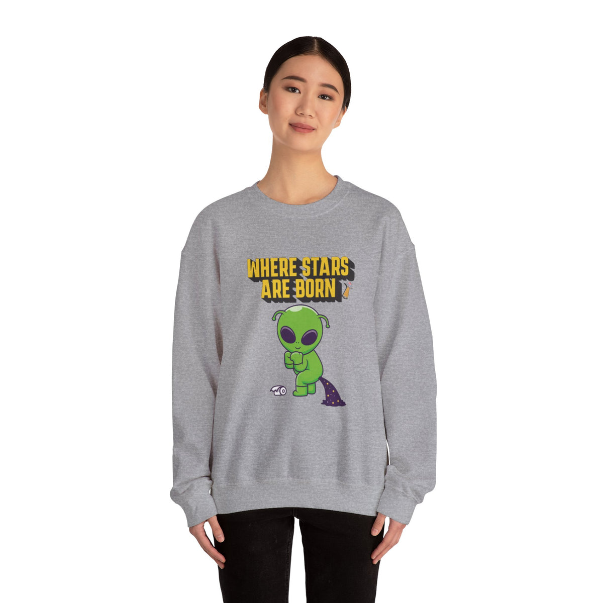 Where Stars Are Born alien illustration Sweatshirt | cute green alien