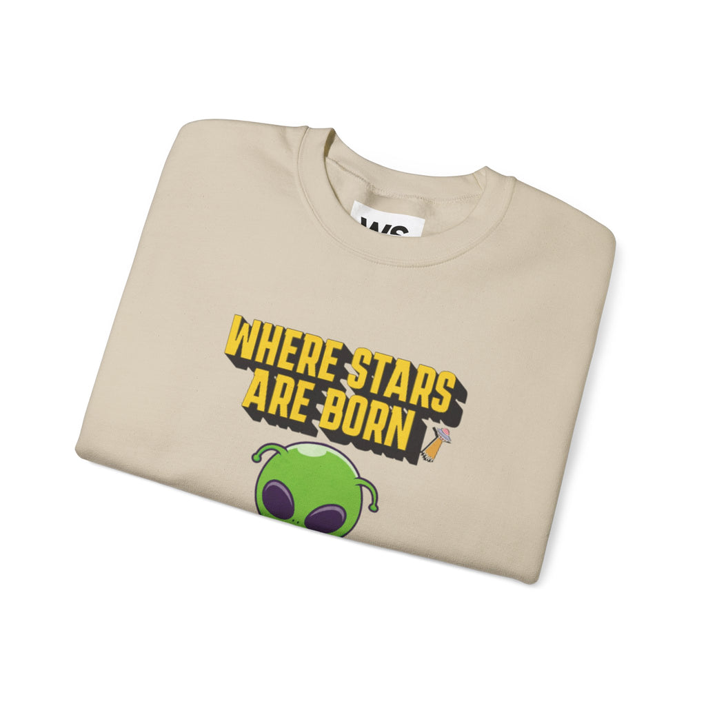 Where Stars Are Born alien illustration Sweatshirt | cute green alien