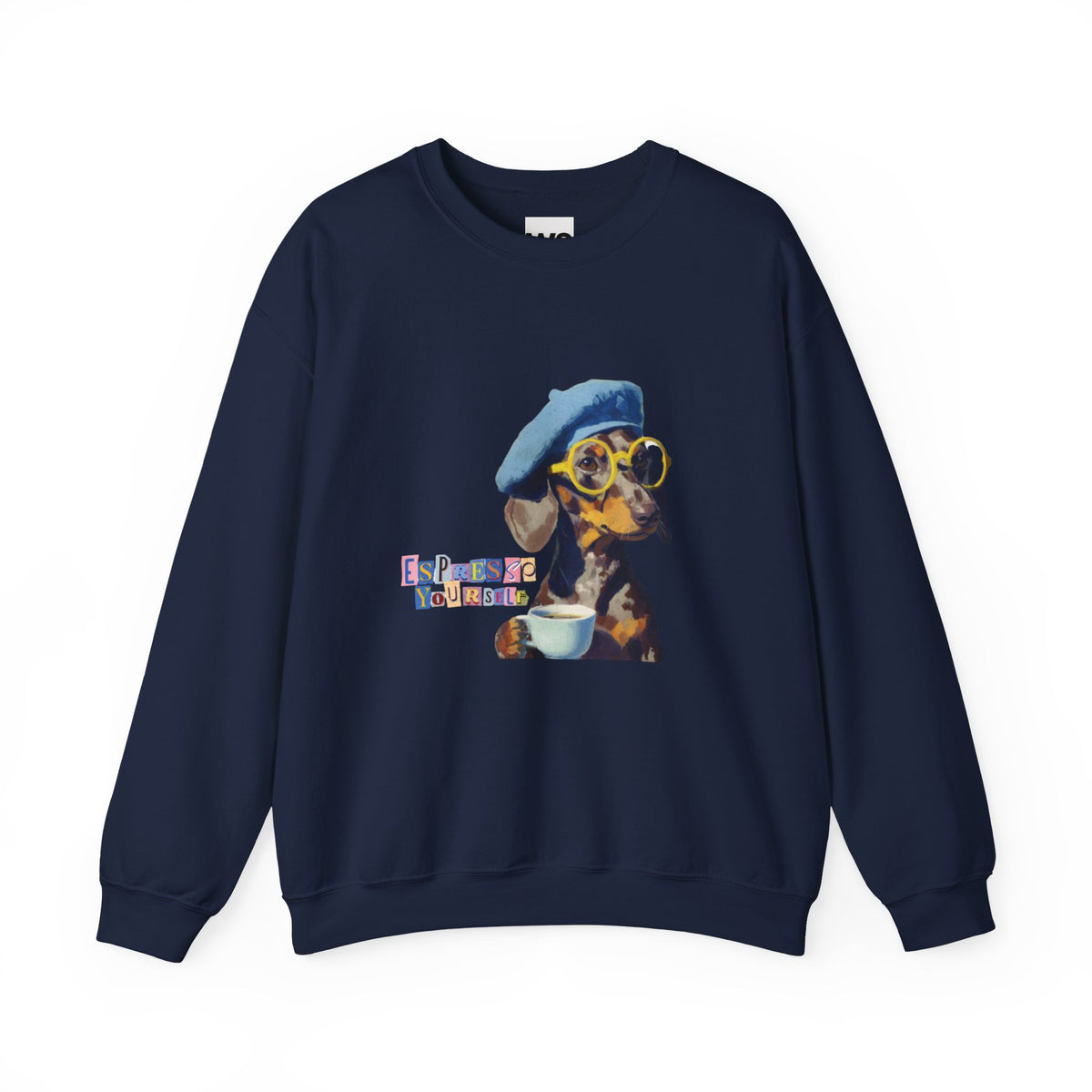 Dachshund in Beret and Sunglasses Sweatshirt | Espresso & Mornings Design