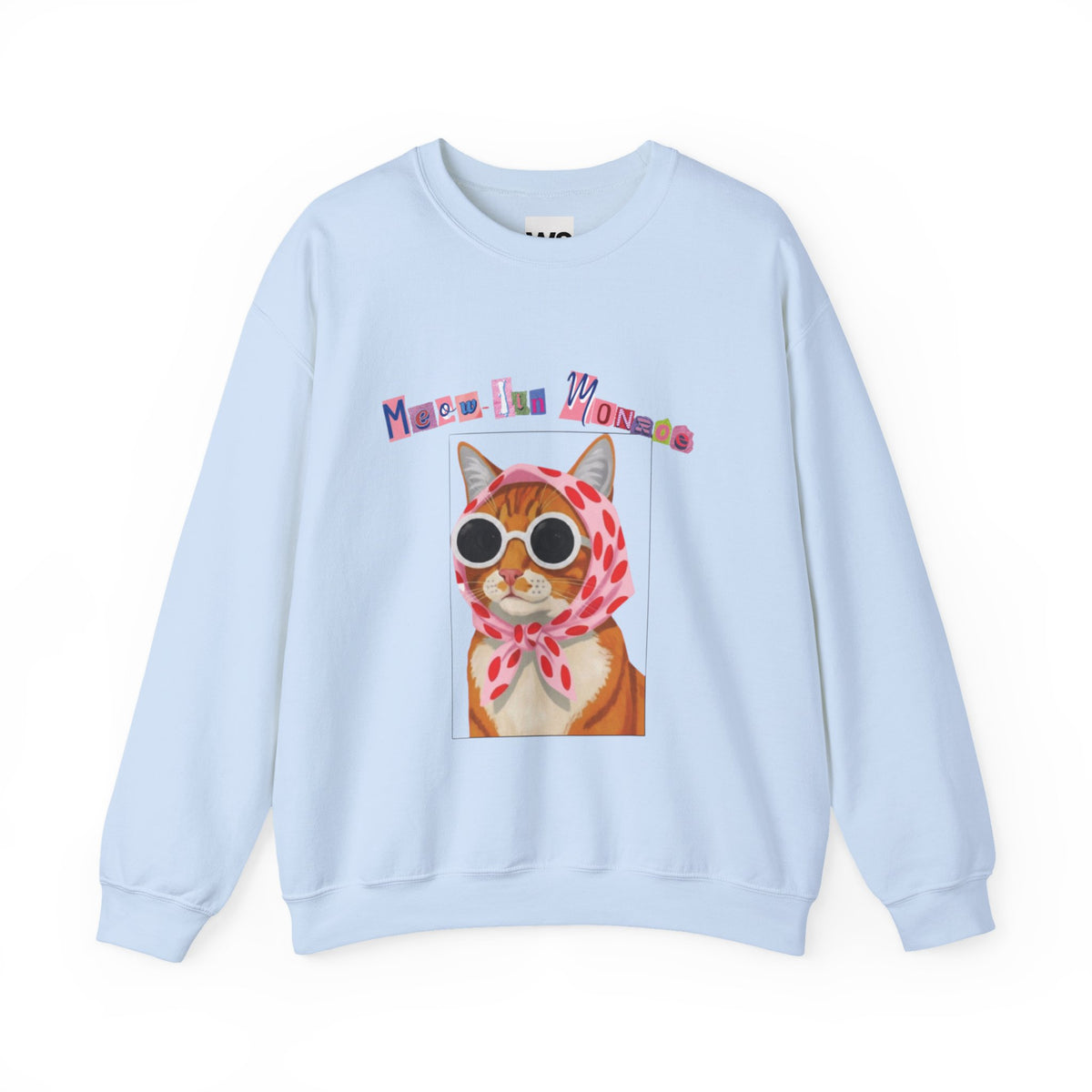 Glam Cat in Scarf Crewneck Sweatshirt | Retro Cat Graphic