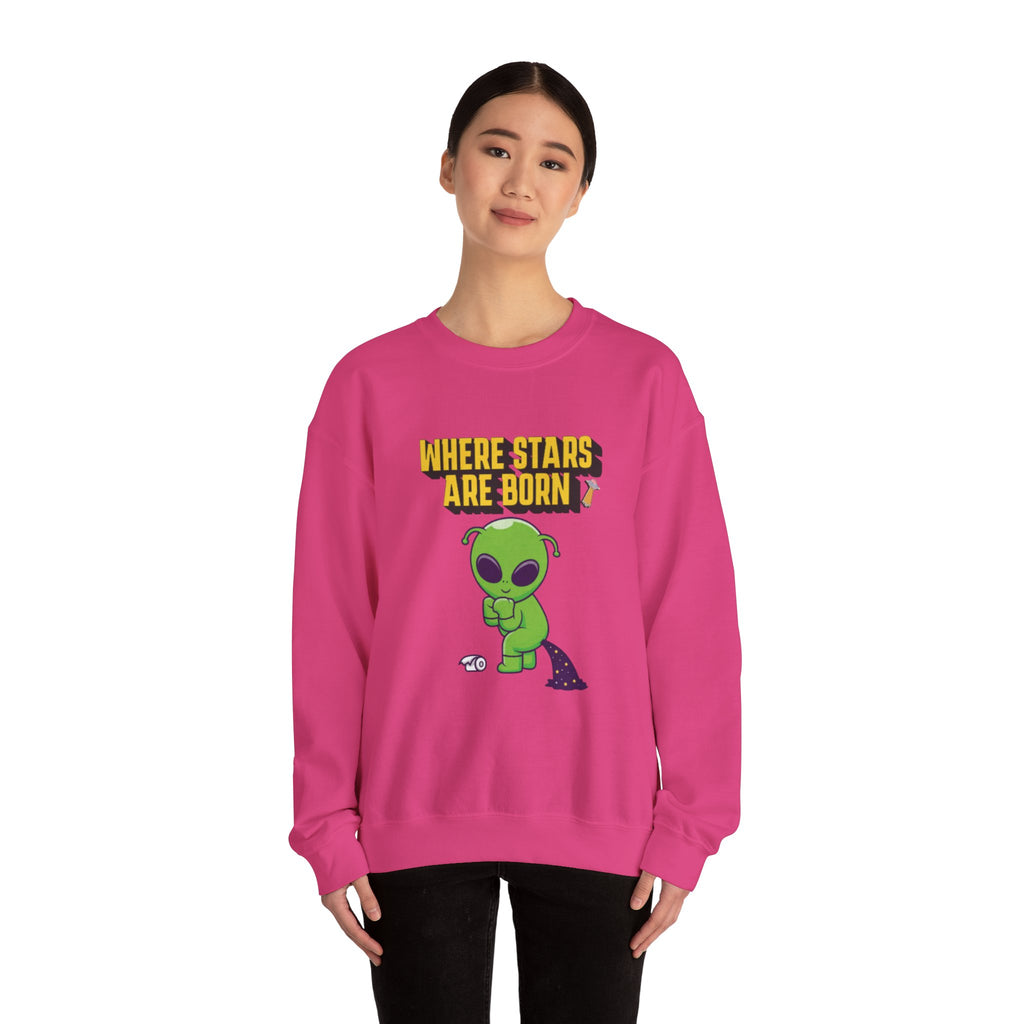 Where Stars Are Born alien illustration Sweatshirt | cute green alien