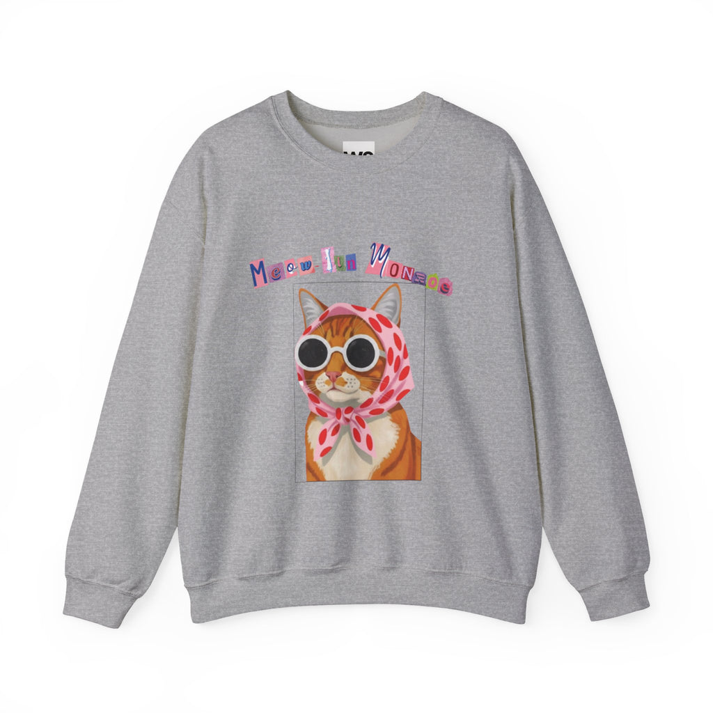 Glam Cat in Scarf Crewneck Sweatshirt | Retro Cat Graphic