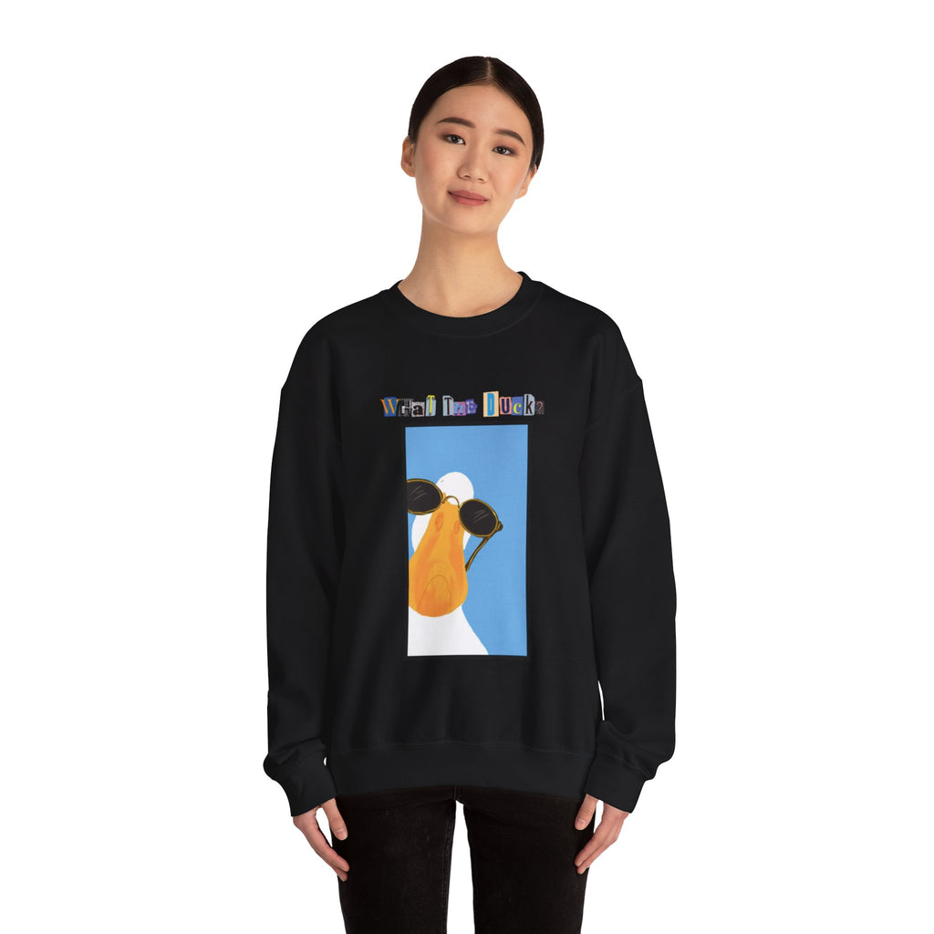 Cool Sunglasses Duck Crewneck Sweatshirt | Fun Cartoon Bird Design