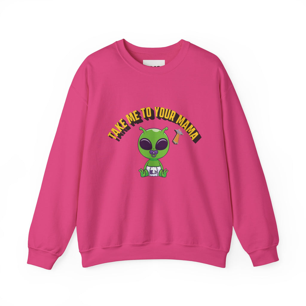 Alien Holding Mama Mug, Crewneck Sweatshirt | Cute Green Alien Graphic