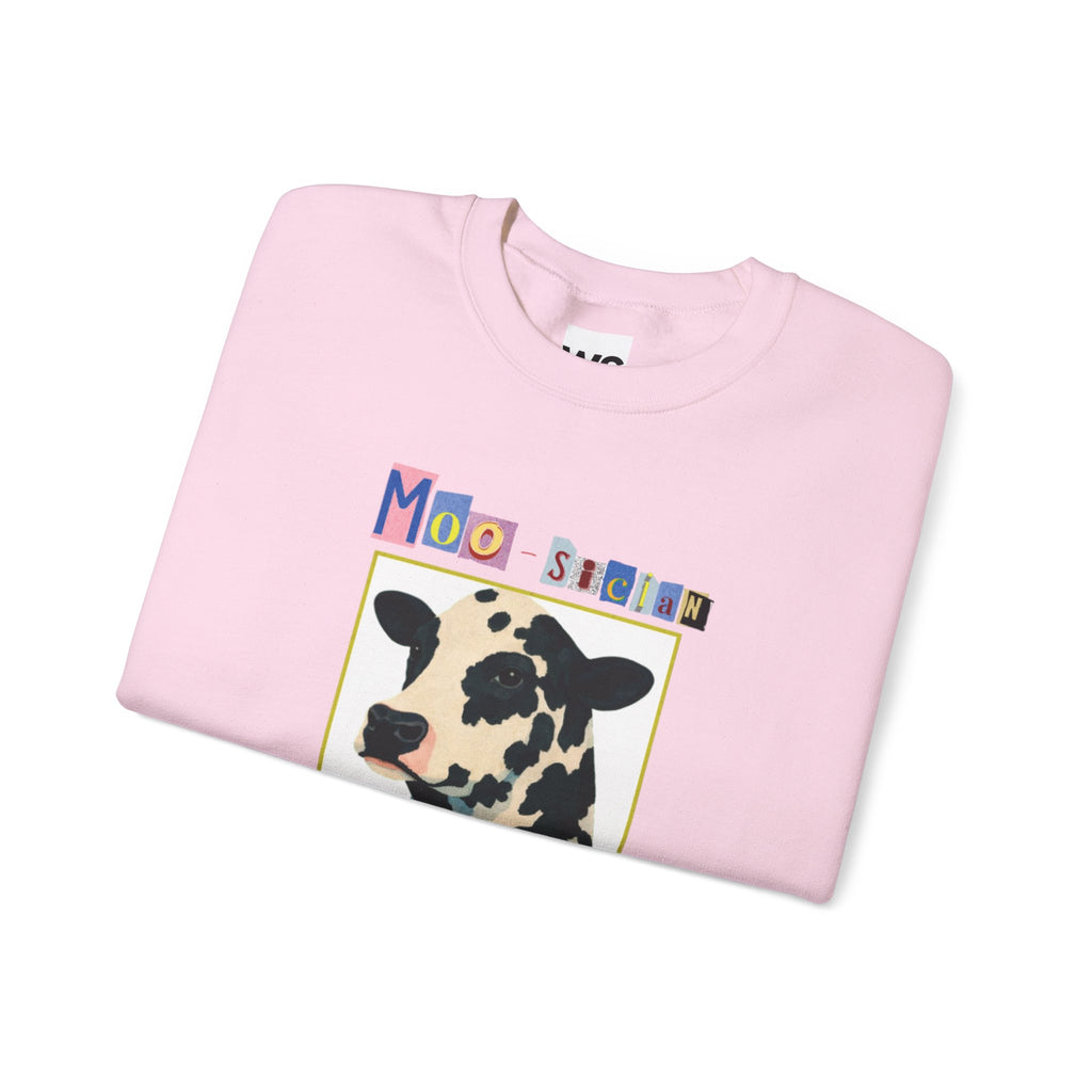 Cow Playing Accordion Crewneck, Retro Animal Music Sweatshirt