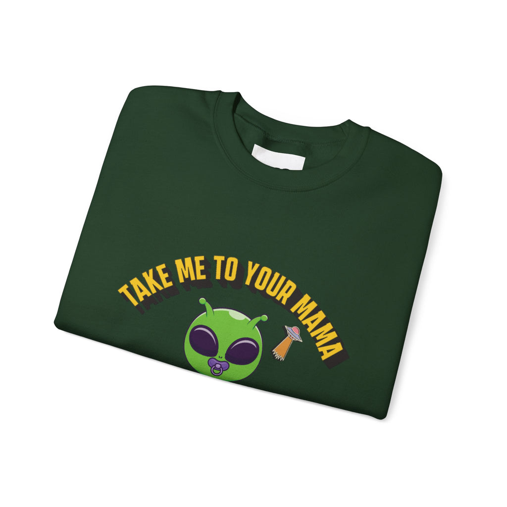 Alien Holding Mama Mug, Crewneck Sweatshirt | Cute Green Alien Graphic