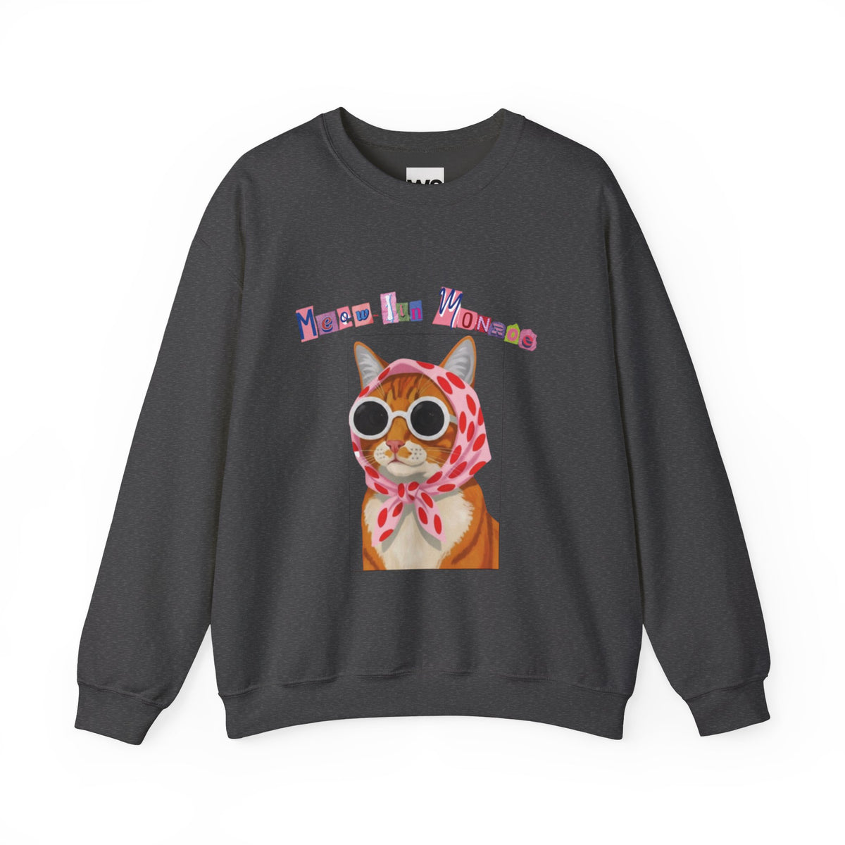 Glam Cat in Scarf Crewneck Sweatshirt | Retro Cat Graphic