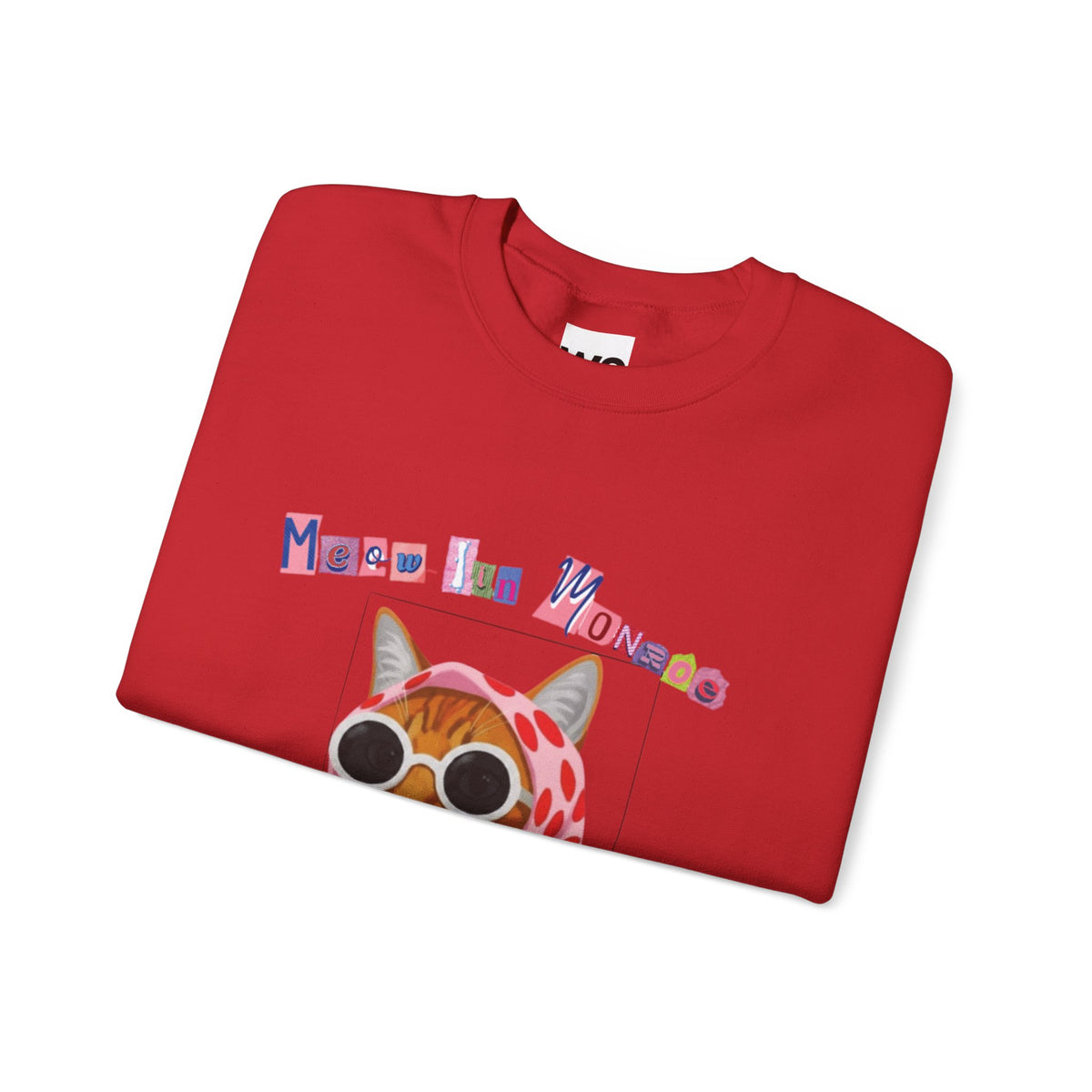 Glam Cat in Scarf Crewneck Sweatshirt | Retro Cat Graphic