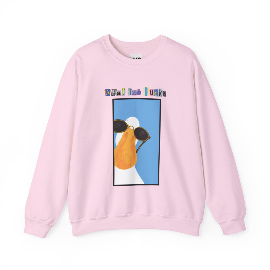 Cool Sunglasses Duck Crewneck Sweatshirt | Fun Cartoon Bird Design