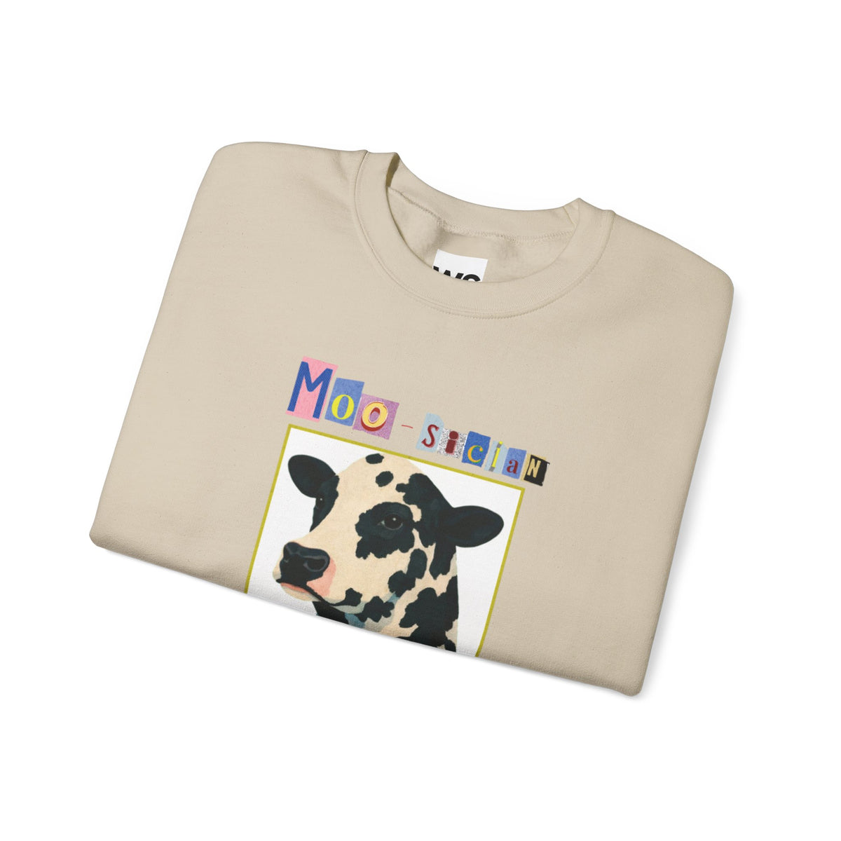 Cow Playing Accordion Crewneck, Retro Animal Music Sweatshirt