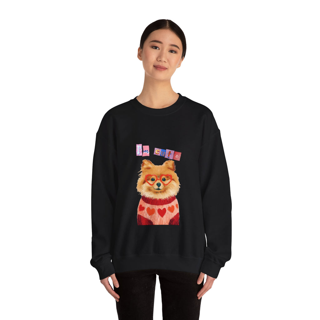 Pomeranian in Heart Sweater crewneck sweatshirt | Cute Dog Portrait
