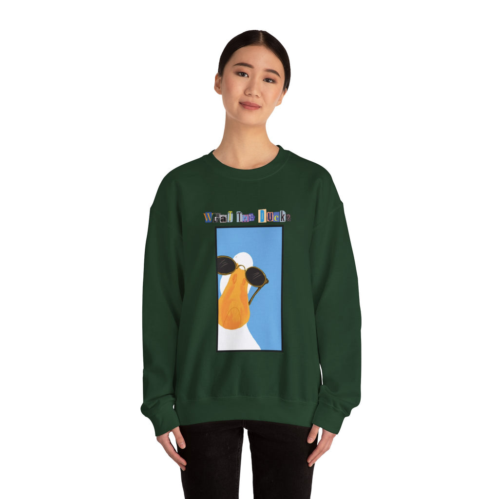 Cool Sunglasses Duck Crewneck Sweatshirt | Fun Cartoon Bird Design