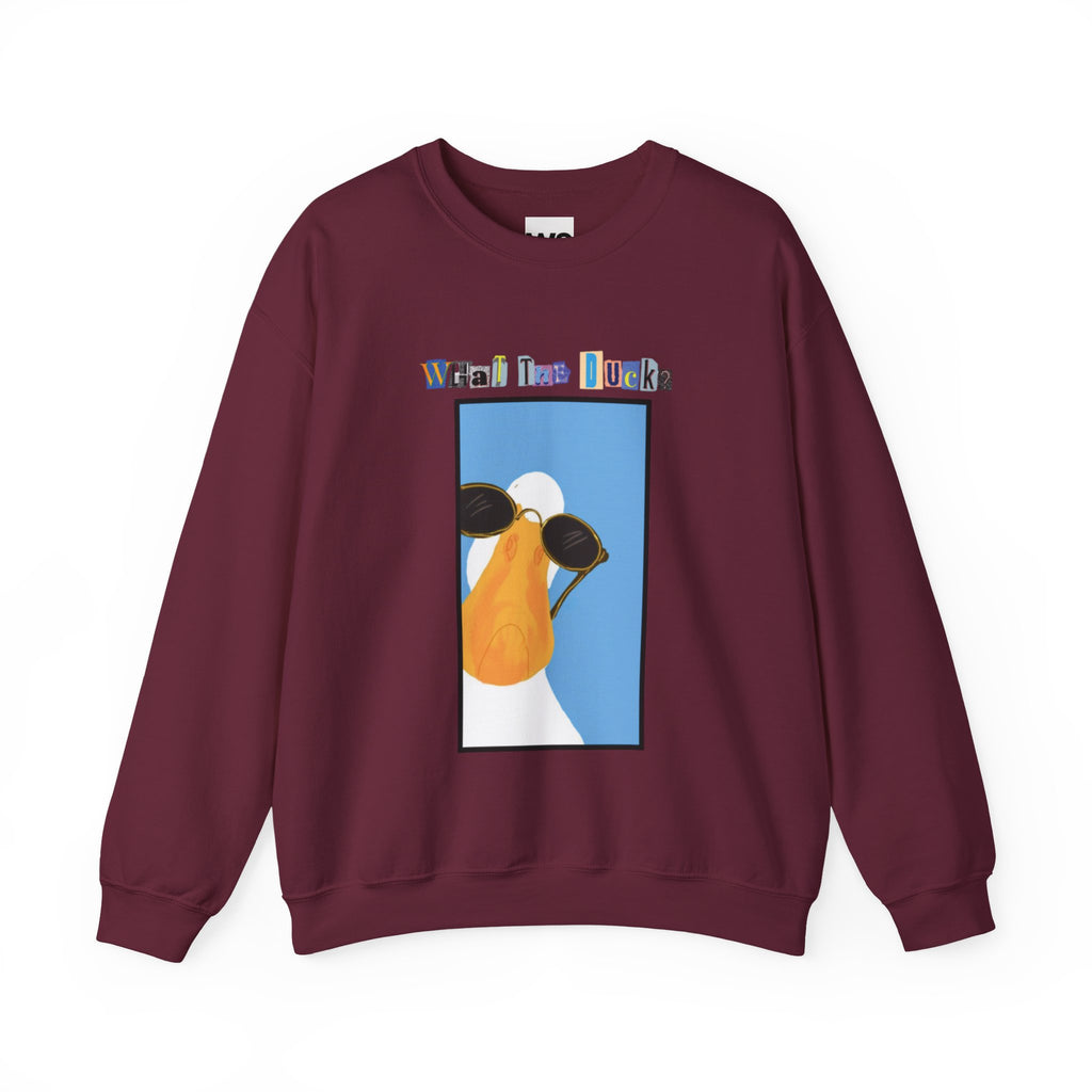 Cool Sunglasses Duck Crewneck Sweatshirt | Fun Cartoon Bird Design