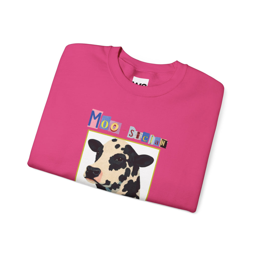 Cow Playing Accordion Crewneck, Retro Animal Music Sweatshirt