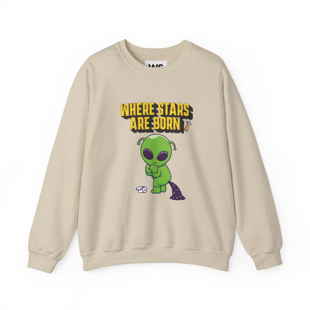 Where Stars Are Born alien illustration Sweatshirt | cute green alien