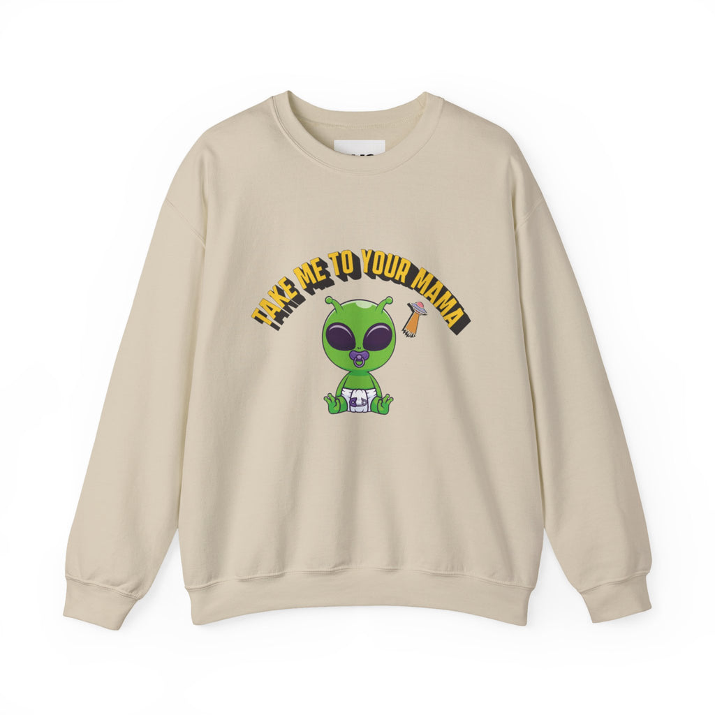 Alien Holding Mama Mug, Crewneck Sweatshirt | Cute Green Alien Graphic