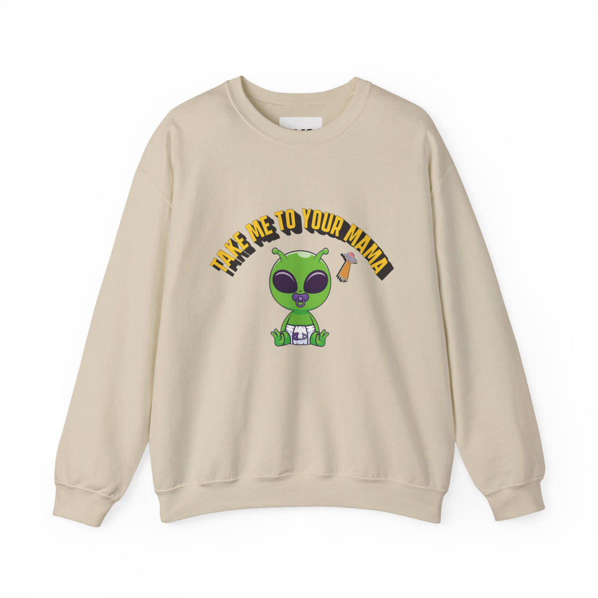 Alien Holding Mama Mug, Crewneck Sweatshirt | Cute Green Alien Graphic