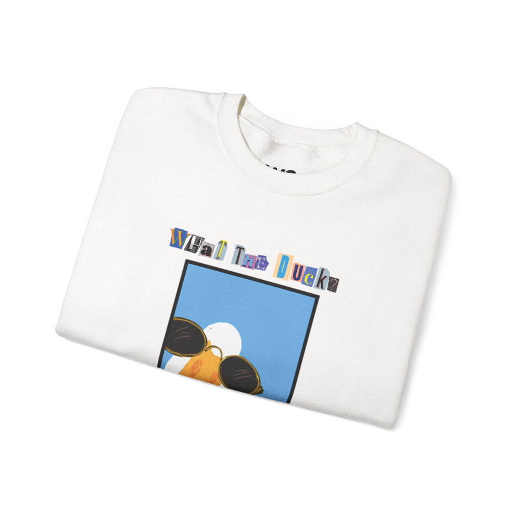 Cool Sunglasses Duck Crewneck Sweatshirt | Fun Cartoon Bird Design