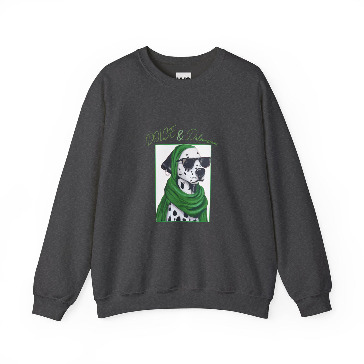 Dalmatian in Green Scarf sweatshirt | Dog Portrait, Winter Cozy